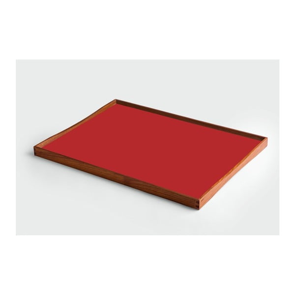 Taca z drewna tekowego z czerwoną deską Architectmade, dł. 51 cm