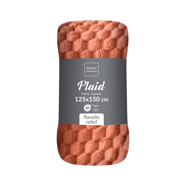 Koc z mikfroflaneli w kolorze terakoty 125x150 cm Mini Frosty – douceur d'intérieur-image-4