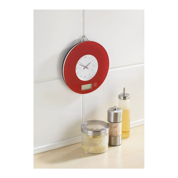 Czerwona waga kuchenna z zegarem Wenko Clock-image-1