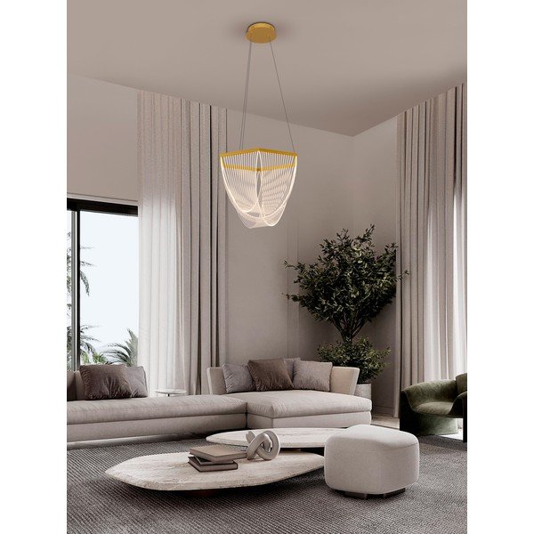 Aluminiowa lampa wisząca LED ze ściemniaczem w kolorze złota z kloszem ze szkła akrylowego ø 52 cm Valentin – Nova Luce-image-1