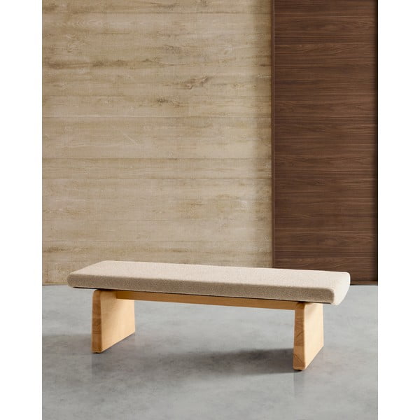 Beżowo-naturalna ławka z tkaniny szenilowej Topaz – Kave Home-image-1