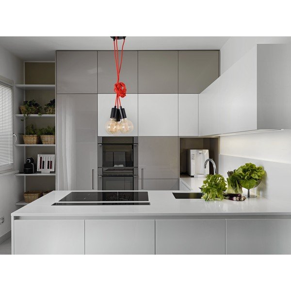 Czerwona lampa wisząca z 3 żarówkami Filament Style Spider-image-2