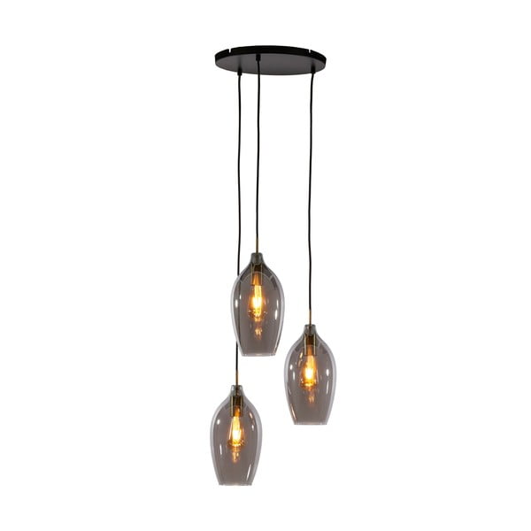 Ciemnoszaro-brązowa lampa wisząca ze szklanym kloszem ø 35 cm Lukaro – Light & Living-image-1