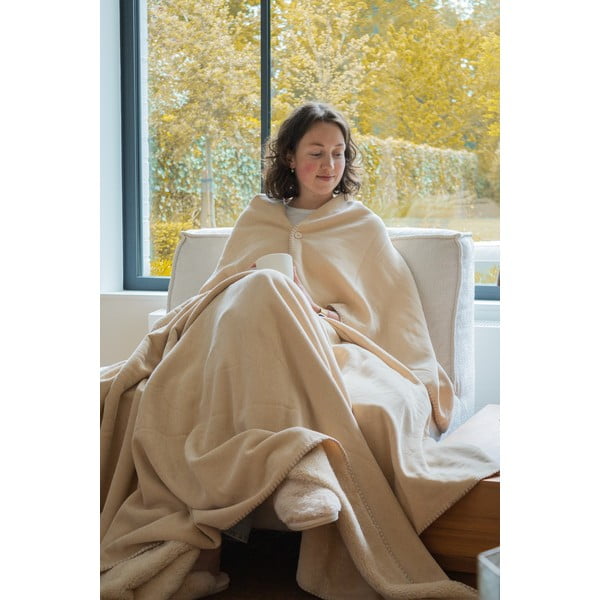 Koc z mikropluszu w kolorze kości słoniowej 150x200 cm Tomo – Tiseco Home Studio-image-1