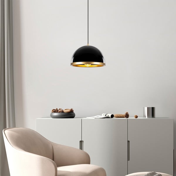 Lampa wisząca w czarno-złotym kolorze z metalowym kloszem ø 30 cm Ferenci – Opviq lights-image-1