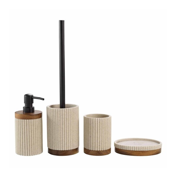 Beżowy kubek na szczoteczki do zębów z żywicy polimerowej Niagara – douceur d'intérieur-image-2