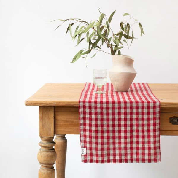 Lniany bieżnik 40x200 cm Red Gingham – Linen Tales
