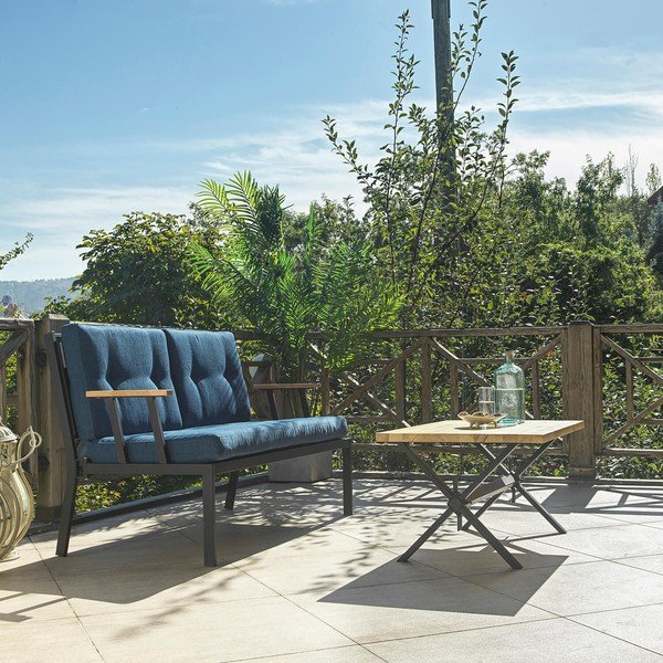 Niebieska metalowa sofa ogrodowa Lotus – Floriane Garden-image-1