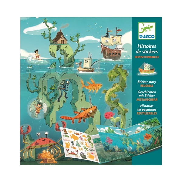 Zestaw książki i wielorazowych naklejek Djeco Sea Sticker Story-image-1