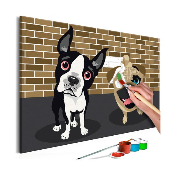 Zestaw płótna, farb i pędzli DIY Artgeist Cute Dogs, 60x40 cm