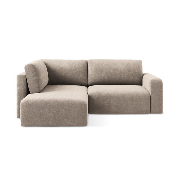 Beżowy rozkładany/ze schowkiem narożnik z tkaniny szenilowej (lewostronny/w kształcie litery L) Kona – Makamii