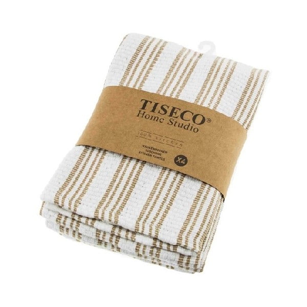 Komplet 4 beżowych bawełnianych ścierek Tiseco Home Studio, 50x70 cm