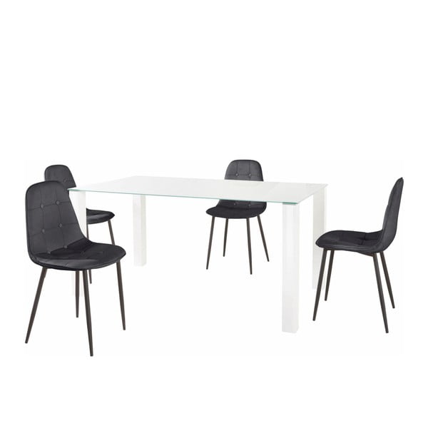 Zestaw stołu i 4 czarnych krzeseł Støraa Dante, dł. stołu 160 cm