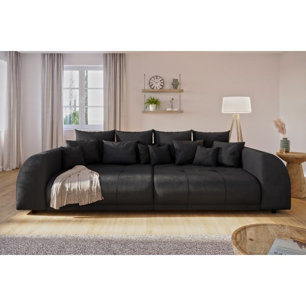 Czarna sztruksowa sofa 310 cm Vanessa – Ropez-image-1