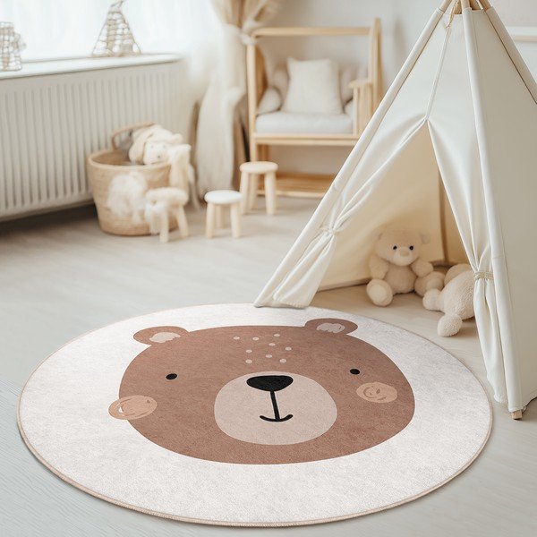 Brązowo-kremowy dywan dziecięcy odpowiedni do prania ø150 cm Teddy Bear – Mila Home-image-3