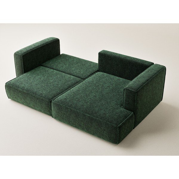 Ciemnozielony rozkładany/ze schowkiem narożnik z tkaniny szenilowej (prawostronny/z szezlongiem) Velto – Maison de Rêve-image-3