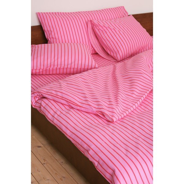 Czerwona/różowa pościel dwuosobowa z bawełny organicznej 200x220 cm Sima – Jotex-image-1