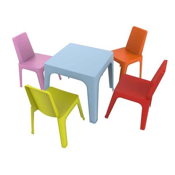 Dziecięcy komplet ogrodowy 1 niebieskiego stolika i 4 krzesełek Resol Julieta