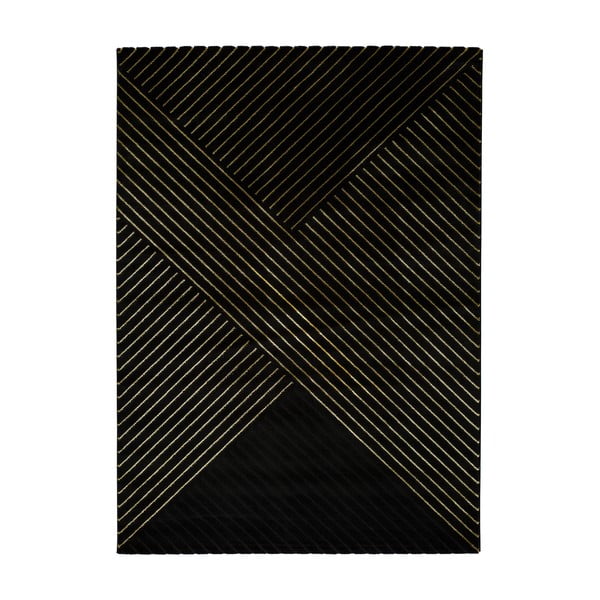 Czarny dywan Universal Gold Stripes, 160x230 cm