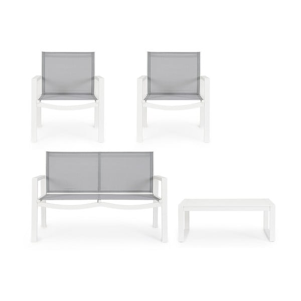 Biały aluminiowy zestaw mebli ogrodowych dla 4 osób Kallen   – Bizzotto-image-2