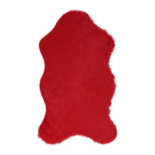 Czerwony dywan ze sztucznej skóry Pelus Red, 90x150 cm
