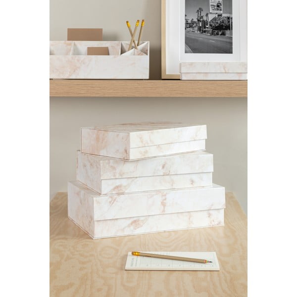 Beżowe kartonowe pojemniki zestaw 3 szt. z pokrywką 42,5x29,5x13 cm Kian Paper Laminate – Bigso-image-1