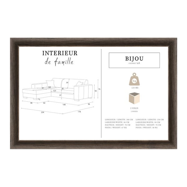 Ciemnoszary narożnik prawostronny Interieur De Famille Paris Bijou-image-3