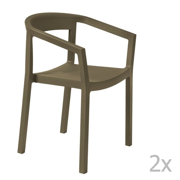 Zestaw 2 brązowych krzeseł ogrodowych z podłokietnikami Resol Peach