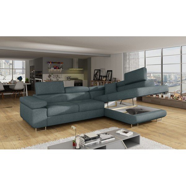 Niebieski rozkładany/ze schowkiem narożnik (prawostronny/w kształcie litery L) Anton – ELTAP-image-4