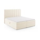 Beżowe łóżko boxspring ze schowkiem 180x200 cm Gina – Milo Casa