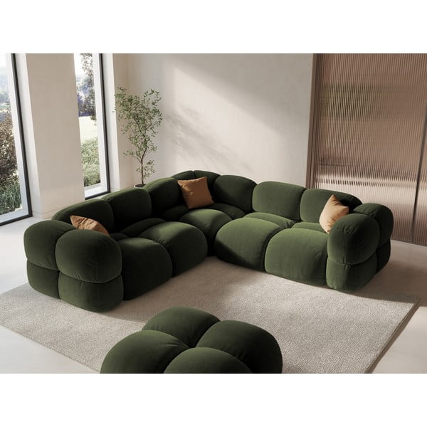 Zielony aksamitny narożnik Loretto – Cosmopolitan Design-image-1