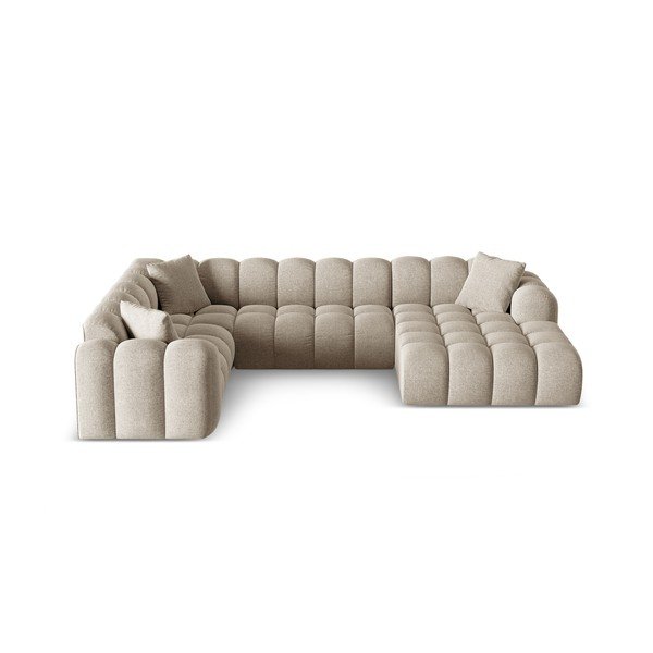 Jasnobrązowy narożnik z tkaniny szenilowej (lewostronny/w kształcie litery U) Treno – Cosmopolitan Design