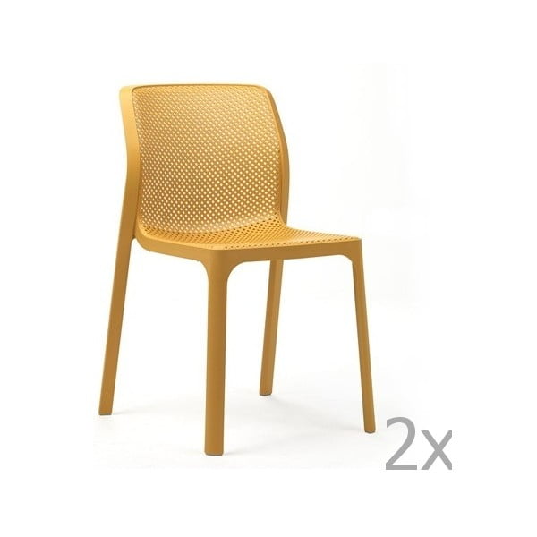 Zestaw 2 żółtych krzeseł ogrodowych Nardi Bit