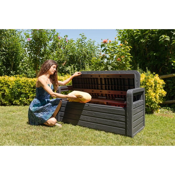 Ciemnoszara plastikowa ławka ogrodowa Forever Spring – Toomax-image-3
