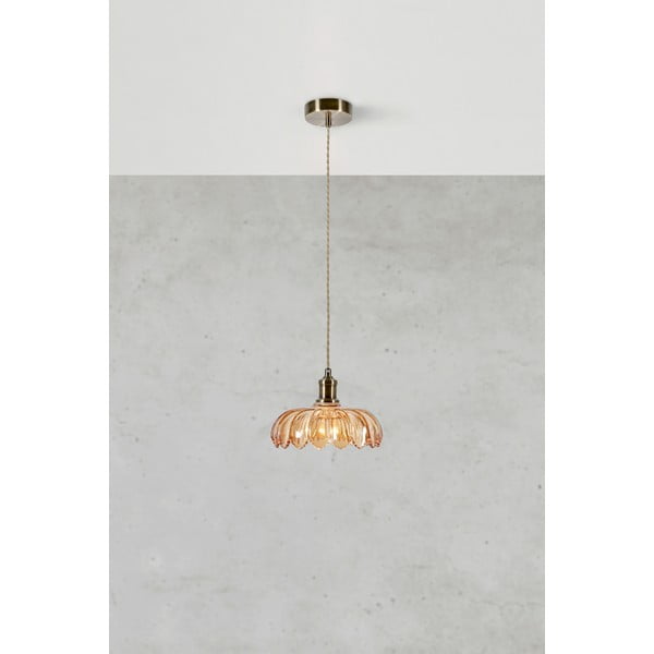 Lampa wisząca w kolorze mosiądzu z z bursztynowym szklanym kloszem ø 25,5 cm Kurage – Markslöjd-image-2