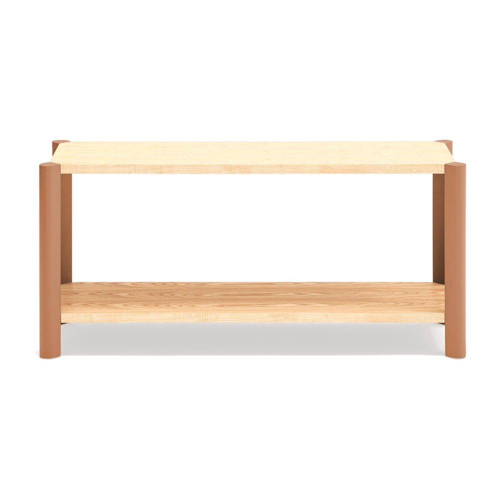 Ceglasto-naturalny regał w dekorze dębu 126x59x43 cm Bona – Teulat