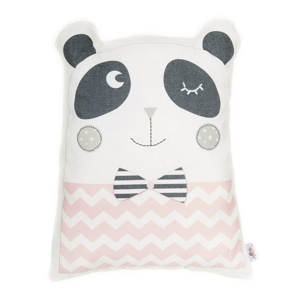 Różowa poduszka dziecięca z domieszką bawełny Mike & Co. NEW YORK Pillow Toy Panda, 25x36 cm