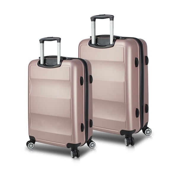 Zestaw 2 różowych walizek na kółkach z USB My Valice LASSO Cabin & Medium