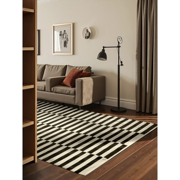 Czarno-biały wełniany dywan dwustronny tkany ręcznie 200x300 cm Donna – Hanse Home-image-1