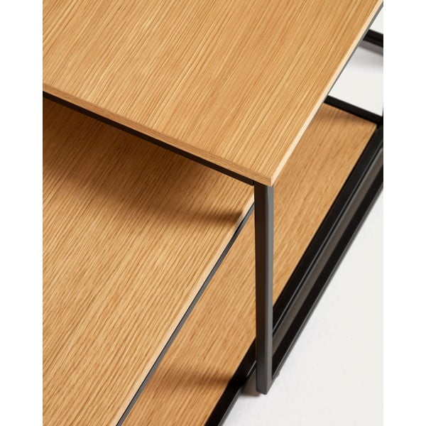 Okrągłe stoliki z blatem w dekorze dębu zestaw 2 szt. 50x100 cm Yoana – Kave Home-image-3