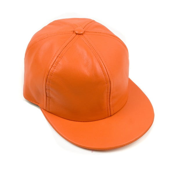 Skórzana czapka z daszkiem Nappa 6 Orange