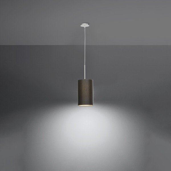 Czarna lampa wisząca z tekstylnym kloszem ø 15 cm Volta – Sollux-image-3