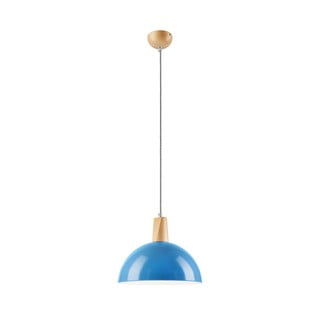 Niebieska lampa wisząca ze szklanym kloszem − LAMKUR