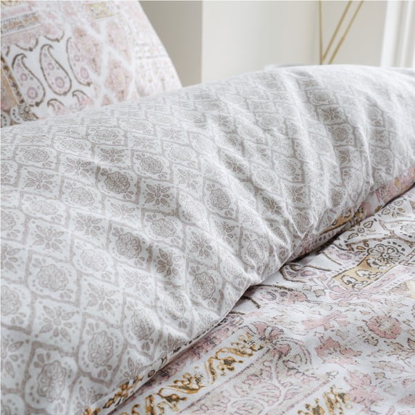 Beżowa pościel bawełniana 200x200 cm Iniko Patchwork – Pineapple Elephant-image-4