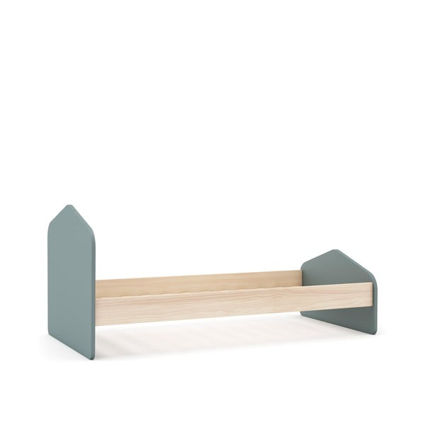 Łóżko dziecięce w dekorze sosny ze stelażem 90x190 cm w naturalnym kolorze/szarozielone Estefania – Marckeric-image-4