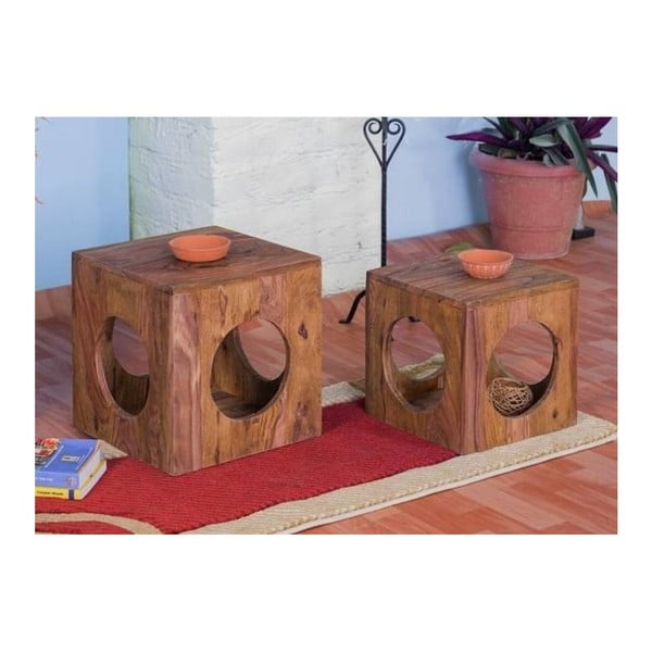 Drewniany stołek z litego drewna palisandrowego SOB Margao Cube