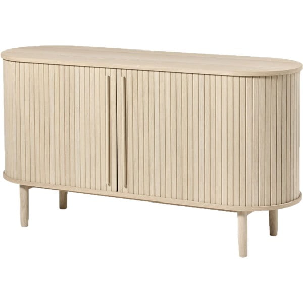Komoda w dekorze dębu z drzwiami przesuwnymi w naturalnym kolorze 140x76x45 cm Meta – Unique Furniture