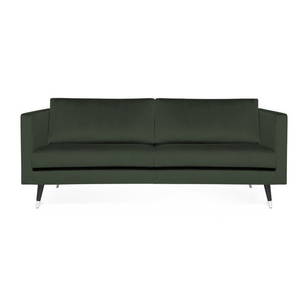 Ciemnozielona sofa 3-osobowa z nogami w kolorze srebra Vivonita Meyer Velvet