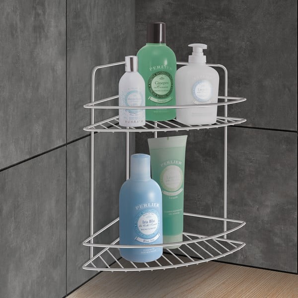 Stalowa półka łazienkowa w kolorze srebra z połyskiem Luxy – Metaltex-image-1