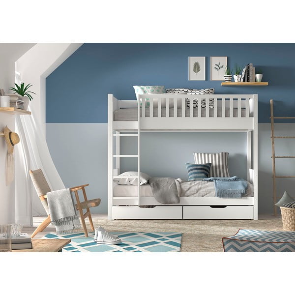 Białe piętrowe łóżko dziecięce 90x200 cm Scott – Vipack-image-4